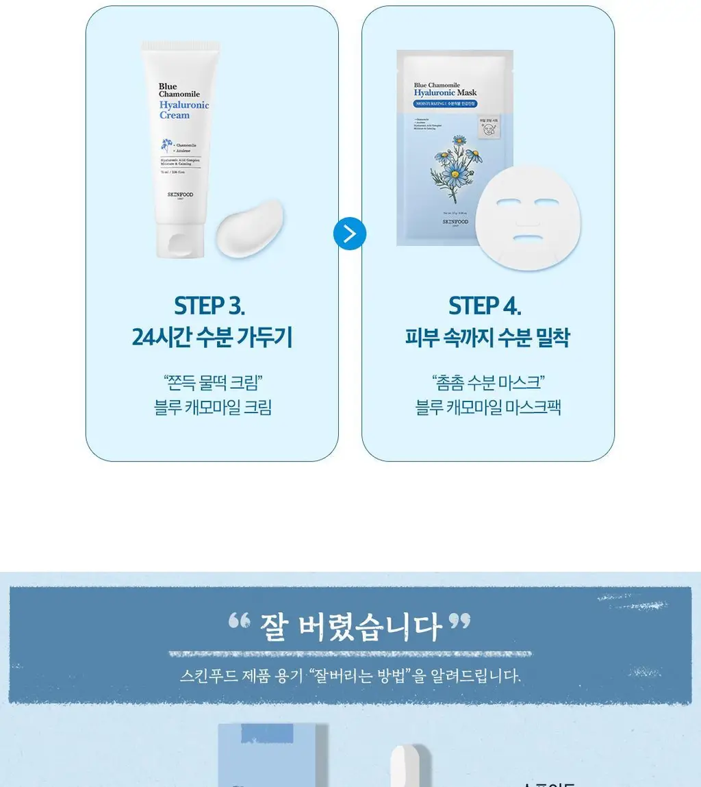 [쫀득물착앰플] 스킨푸드 블루 캐모마일 히알루로닉 앰플 50ml 상세페이지 24